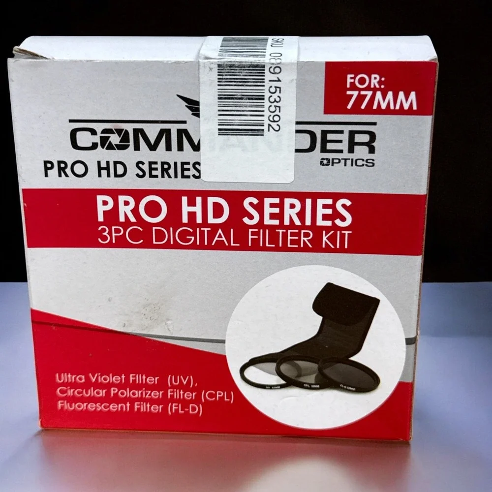 Commander Optics 77mm PRO HD Filter Kit UV CPL FLD 3PC Digital Lens Set New